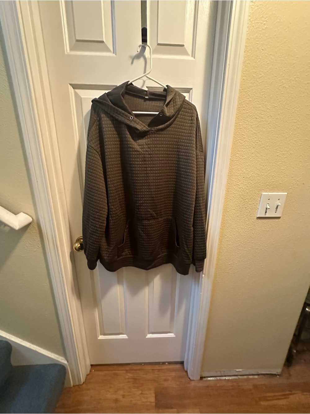 Men's Hooded Waffle Knit Pullover Sweater - Olive